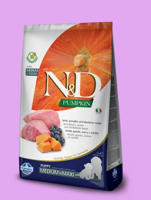 Farmina N&amp;D Pumpkin Grain Free Canine Puppy Medium&amp;Maxi Lamb&amp;Blueberry 12kg